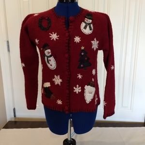 Christmas sweater  button up sweater  petite small